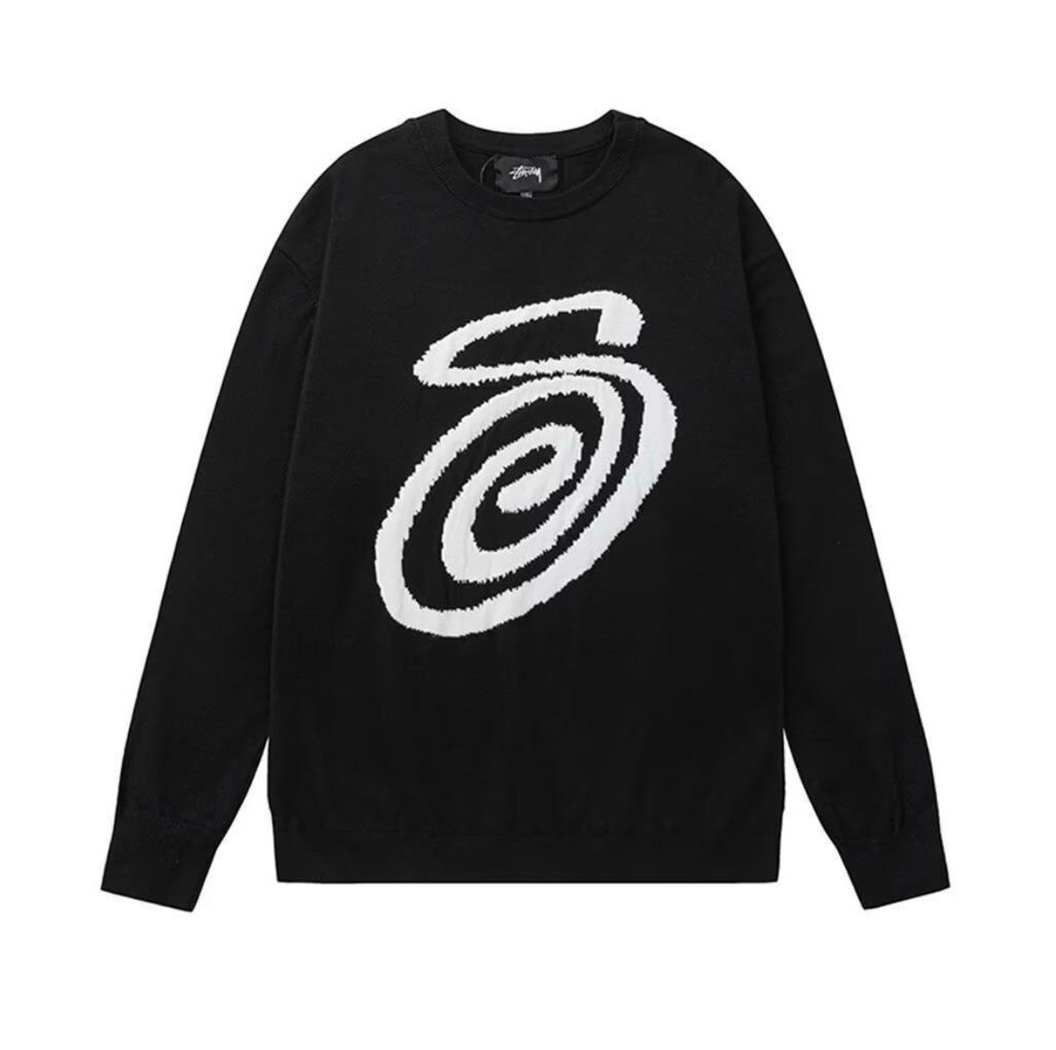 【新品未使用タグ付き】Stüssy Curly S Sweater ブラック STUSSY ニットセータースワールロゴ sロゴ