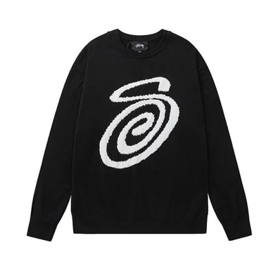 【新品未使用タグ付き】Stüssy Curly S Sweater ブラック STUSSY ニットセータースワールロゴ sロゴ