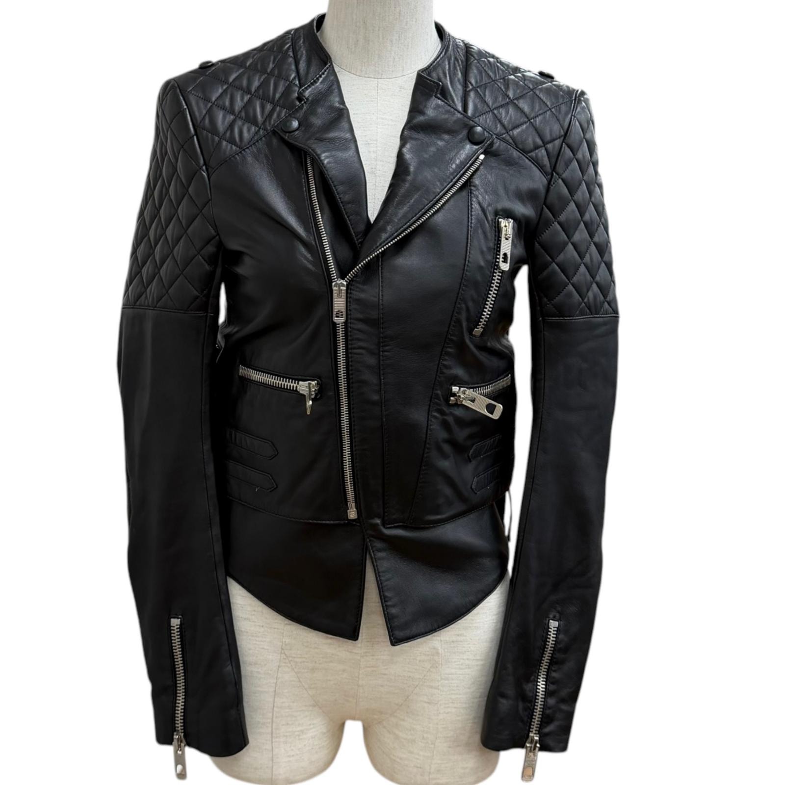 (2日限定値下げ) BALENCIAGA ライダース ジャケット 36 B (目立った傷や汚れなし)】美品 バレンシアガ ライダースジャケット