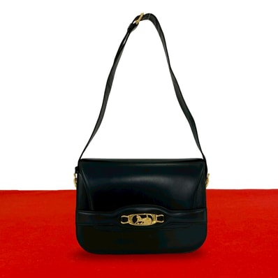 CELINE セリーヌ ロゴ 馬車金具 レザー ショルダーバッグ ブラック
96746