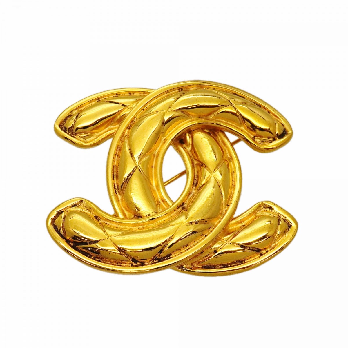 ★最終価格★SALE【6jcb0615-k】シャネル ブローチ ヴィンテージ ココマーク マトラッセ GPメッキ ゴールド【中古】レディース