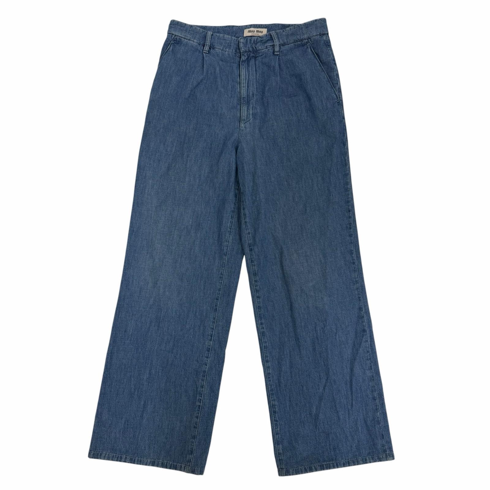 美品 ミュウミュウ デニムパンツ インディゴブルー 38 GWP471