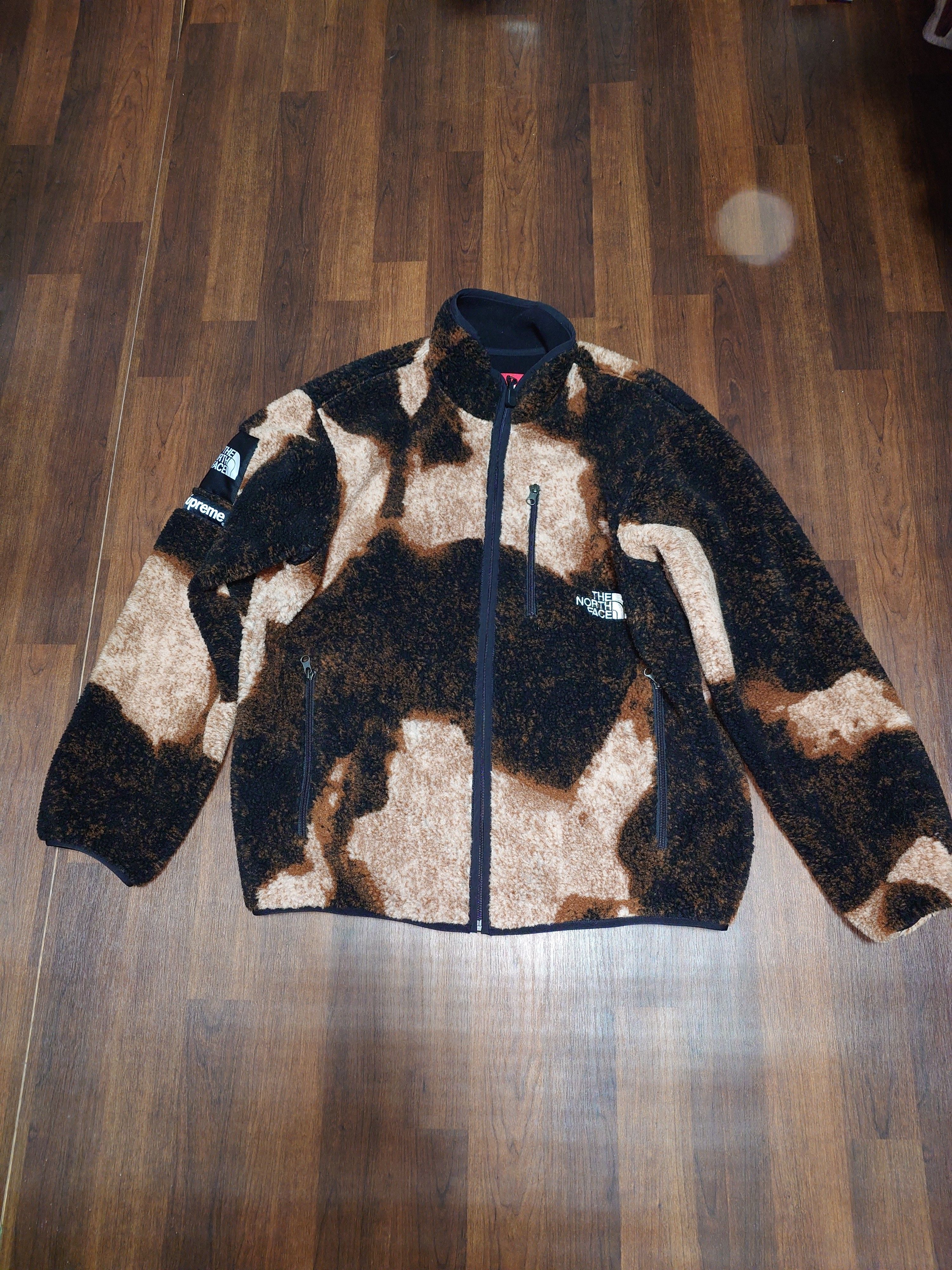 Supreme x The North Face Bleached Denim Print Fleece Jacket "Black"