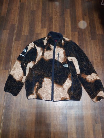Supreme x The North Face Bleached Denim Print Fleece Jacket "Black"