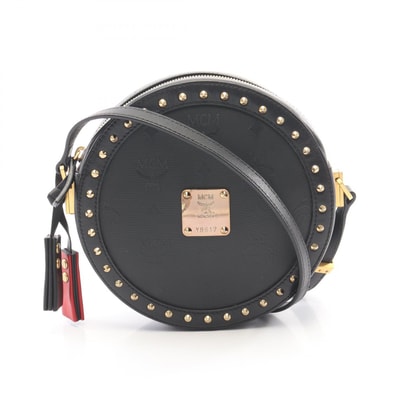 エム・シー・エム MCM ヴィセトス サークル ショルダーバッグ バッグ PVCコーティングキャンバス レザー レディース ブラック系 【中古】