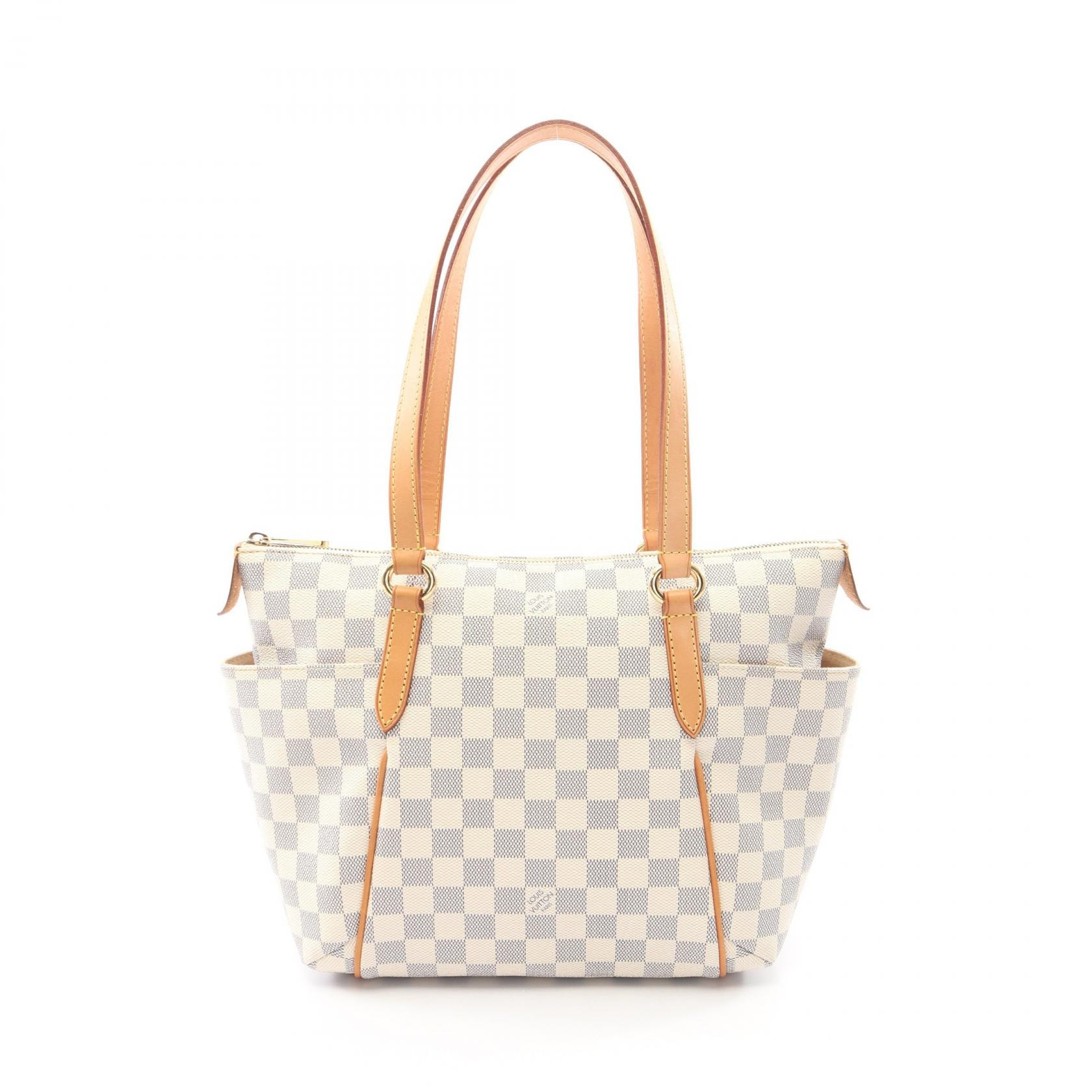 ルイ・ヴィトン LOUIS VUITTON トータリーPM トートバッグ バッグ PVCコーティングキャンバス レザー ダミエ・アズール レディース ホワイト系 N51261 【中古】