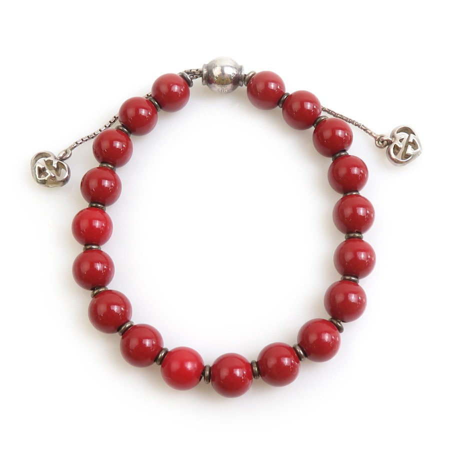 グッチ GUCCI ブレスレット シルバー925 レッド×シルバー ユニセックス【中古】 h31980a