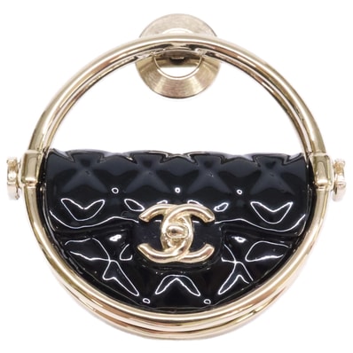 シャネル 美品 B23C AB9851 ココマーク マトラッセバッグモチーフ フープラペルピン