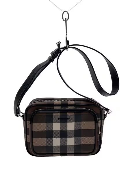 BURBERRY Biobase Check Crossbody Bag "Dark Bachi Brown"
