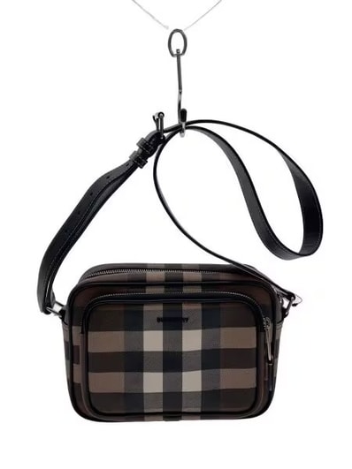 BURBERRY Biobase Check Crossbody Bag "Dark Bachi Brown"