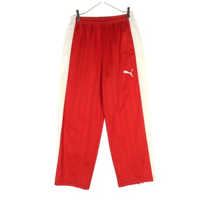 PUMA プーマ 日本製 ワンポイントロゴ トラックパンツ S レッド ジャージ