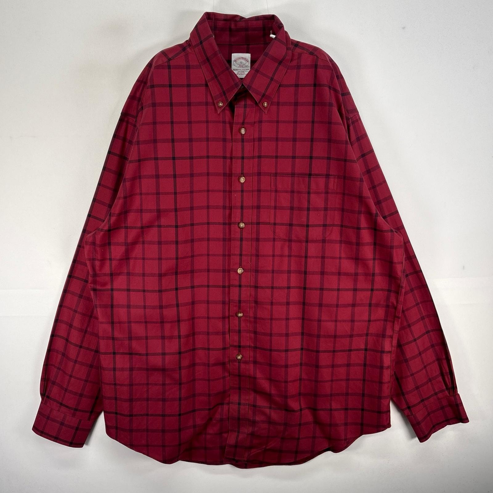 古着 ブルックスブラザーズ Brooks Brothers 長袖シャツ 胸ポケ 346 ボタンダウン L  レッド系 チェック メンズ