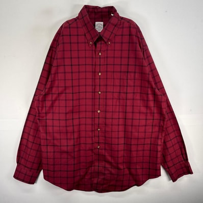 古着 ブルックスブラザーズ Brooks Brothers 長袖シャツ 胸ポケ 346 ボタンダウン L レッド系 チェック メンズ