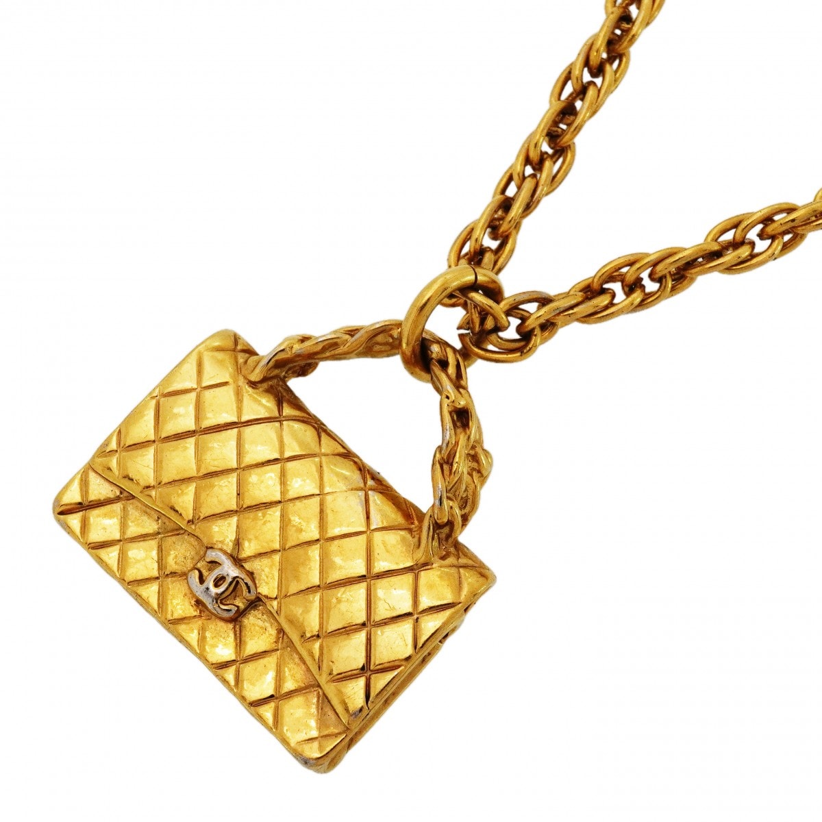 【6jdb0064-k】シャネル ネックレス ヴィンテージ ココマーク マトラッセモチーフ GPメッキ ゴールド【中古】レディース