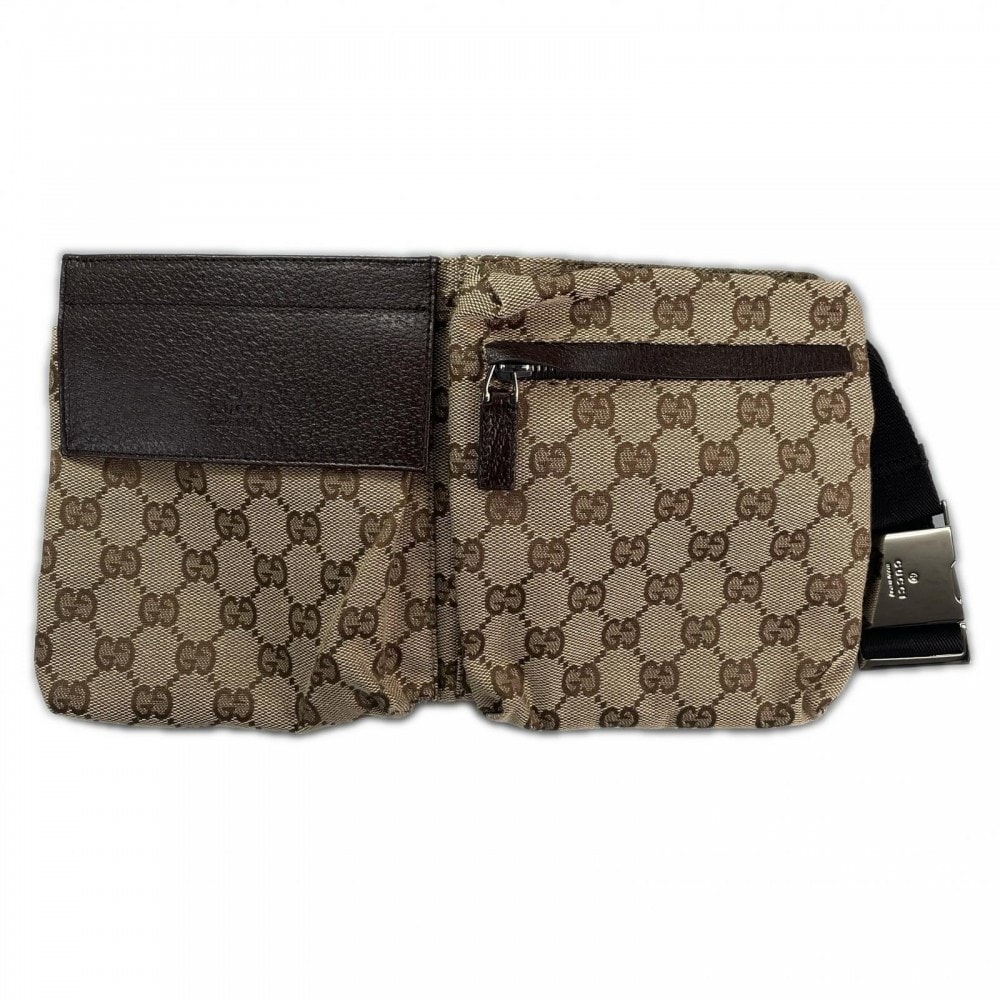 GUCCI グッチ ウエストバッグ 28566  GGキャンバス   ベージュ シルバー金具 レディース【中古品】