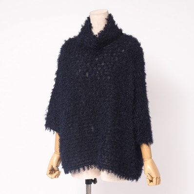 ■美品■me ISSEY MIYAKE ミー イッセイミヤケ ニット SHAGGY PLEATS プルオーバー 七分袖 オーバーサイズ ブランド古着【中古】20241002/RA1466