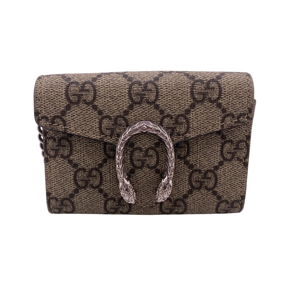 グッチ GUCCI 二つ折り財布 GGスプリーム チェーンウォレット ベージュ