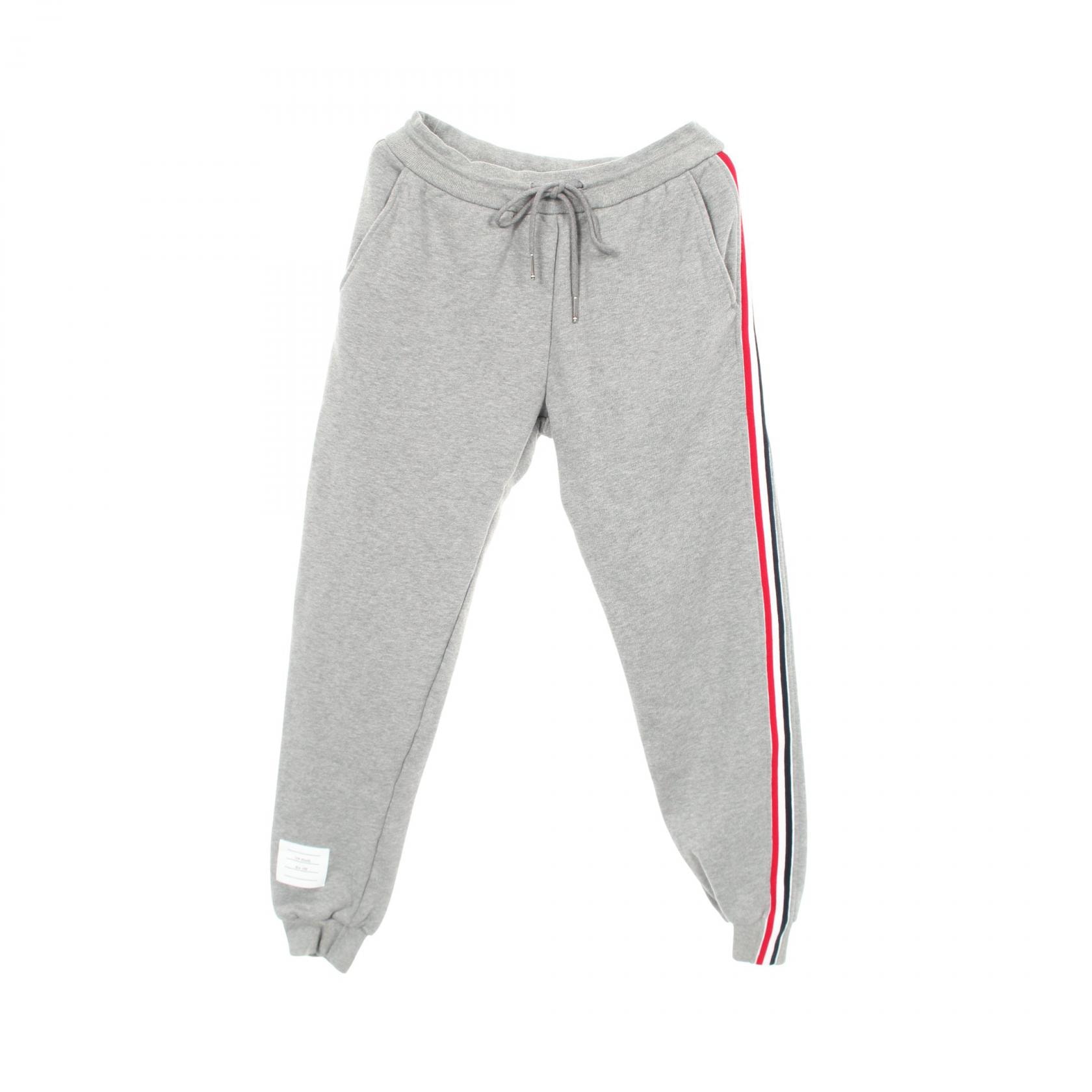 トムブラウン THOM BROWNE ループバック サイドストライプ パンツ 衣料品 ボトムス コットン レディース グレー系 【中古】