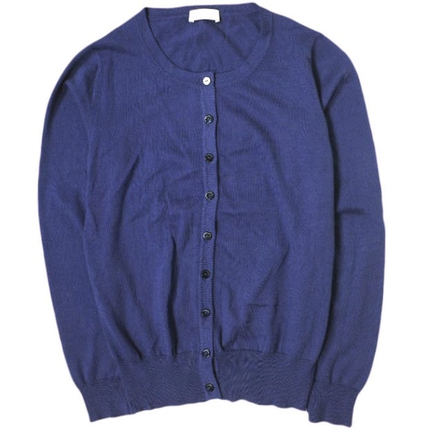 CRUCIANI クルチアーニ イタリア製 ハイゲージコットンクルーネックカーディガン CD9975 40 NAVY ニット 定価42,120円 トップス g20259