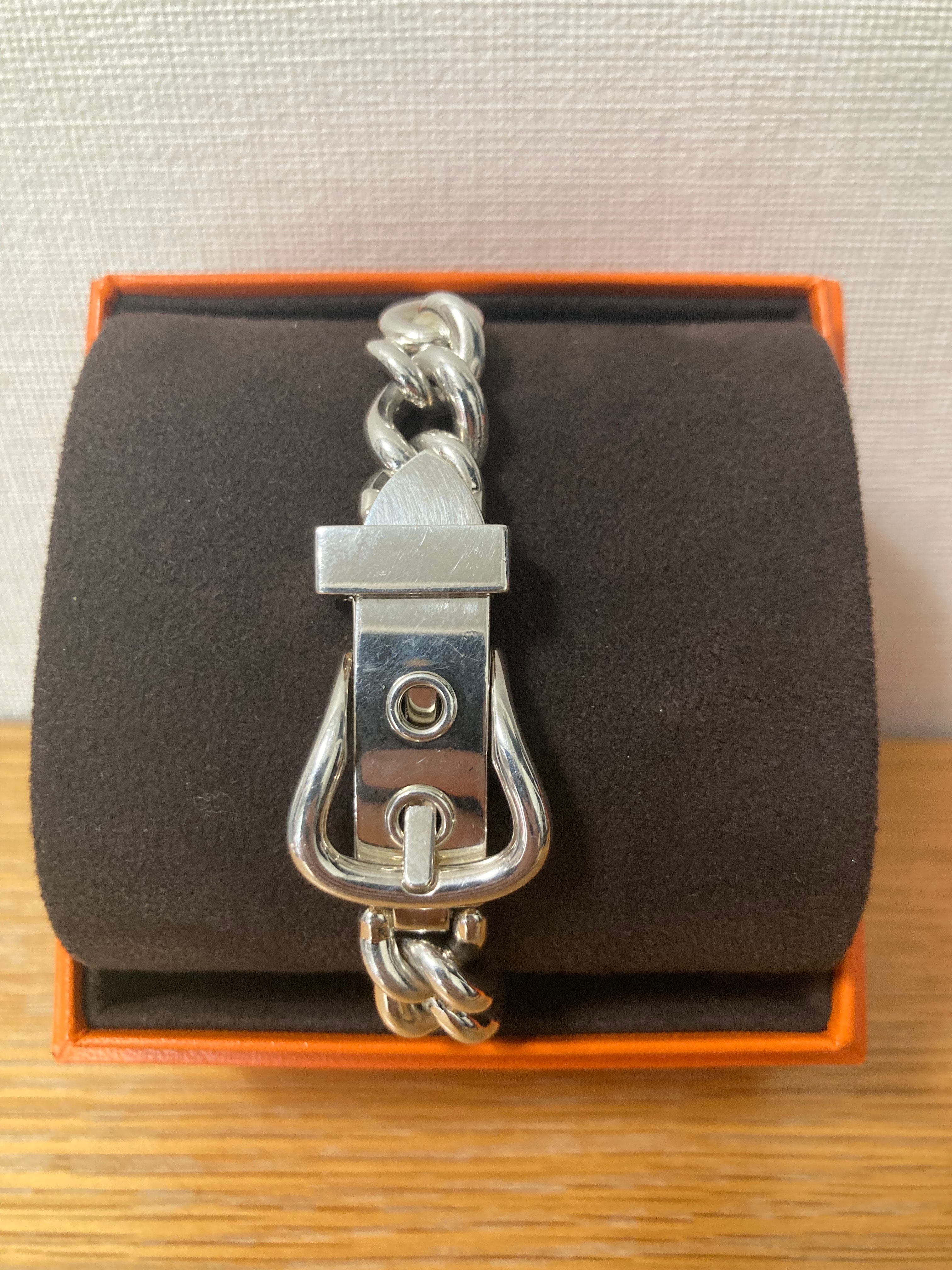 Hermes Boucle Sellier Inflexible Bracelet "Silver"