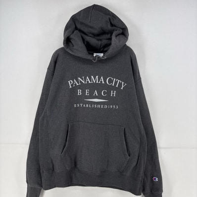 古着 チャンピオン Champion スウェット パーカー リバースウィーブ スウェット 大きいサイズ L グレー系 プリント メンズ