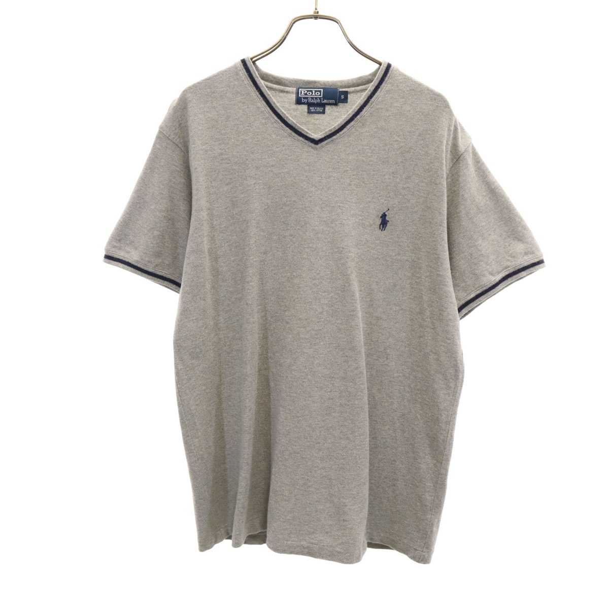 Polo by Ralph Lauren ポロバイラルフローレン 半袖 Vネック Tシャツ S グレー 鹿の子地
