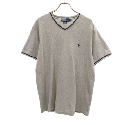 Polo by Ralph Lauren ポロバイラルフローレン 半袖 Vネック Tシャツ S グレー 鹿の子地