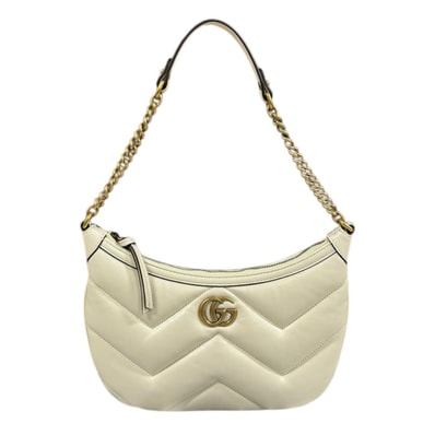 グッチ スモールショルダーバッグ GGマーモント ショルダーバッグ レザー 777263 ホワイト レディース GUCCI 中古