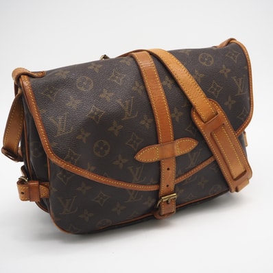LOUIS VUITTON ルイ・ヴィトン モノグラム ソミュール30 M42256 ショルダーバッグ ブラウン コーティングキャンバス レザー レディース