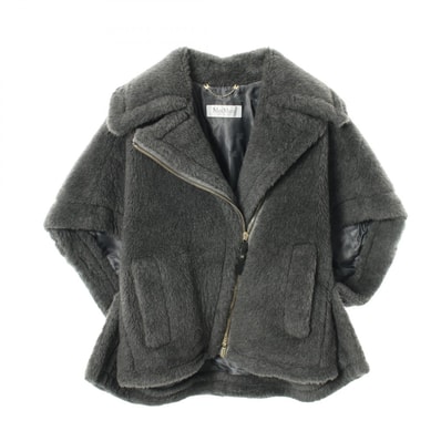 マックスマーラ MAX MARA テディベア ケープジャケット ポンチョ 衣料品 アウター ウール シルク アルパカ レディース グレー系 【中古】