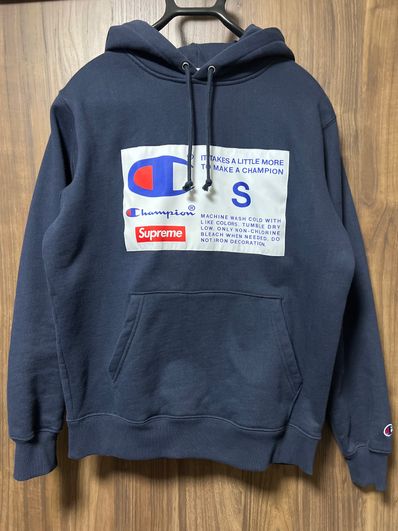 Supreme / Champion® Label Hooded Sweatshirt "navy"