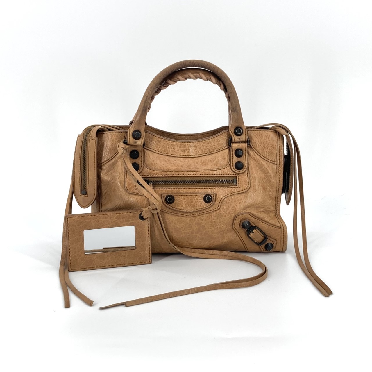 BALENCIAGA(バレンシアガ) Le City バッグ ミニ レザー 2WAY ミラーチャーム付 300295 ショルダーバッグ キャメル
