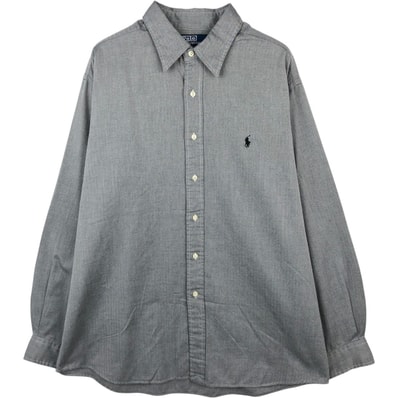 古着 ラルフローレン Ralph Lauren LOWELL SPORT ヘリンボーン 長袖 コットンシャツ メンズXL相当/eaa672925