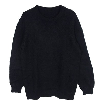 uniform experiment ユニフォームエクスペリメント ニット UE-134092 モヘア混 ラバーロゴ クルーネック ニット ブラック系 2【中古】