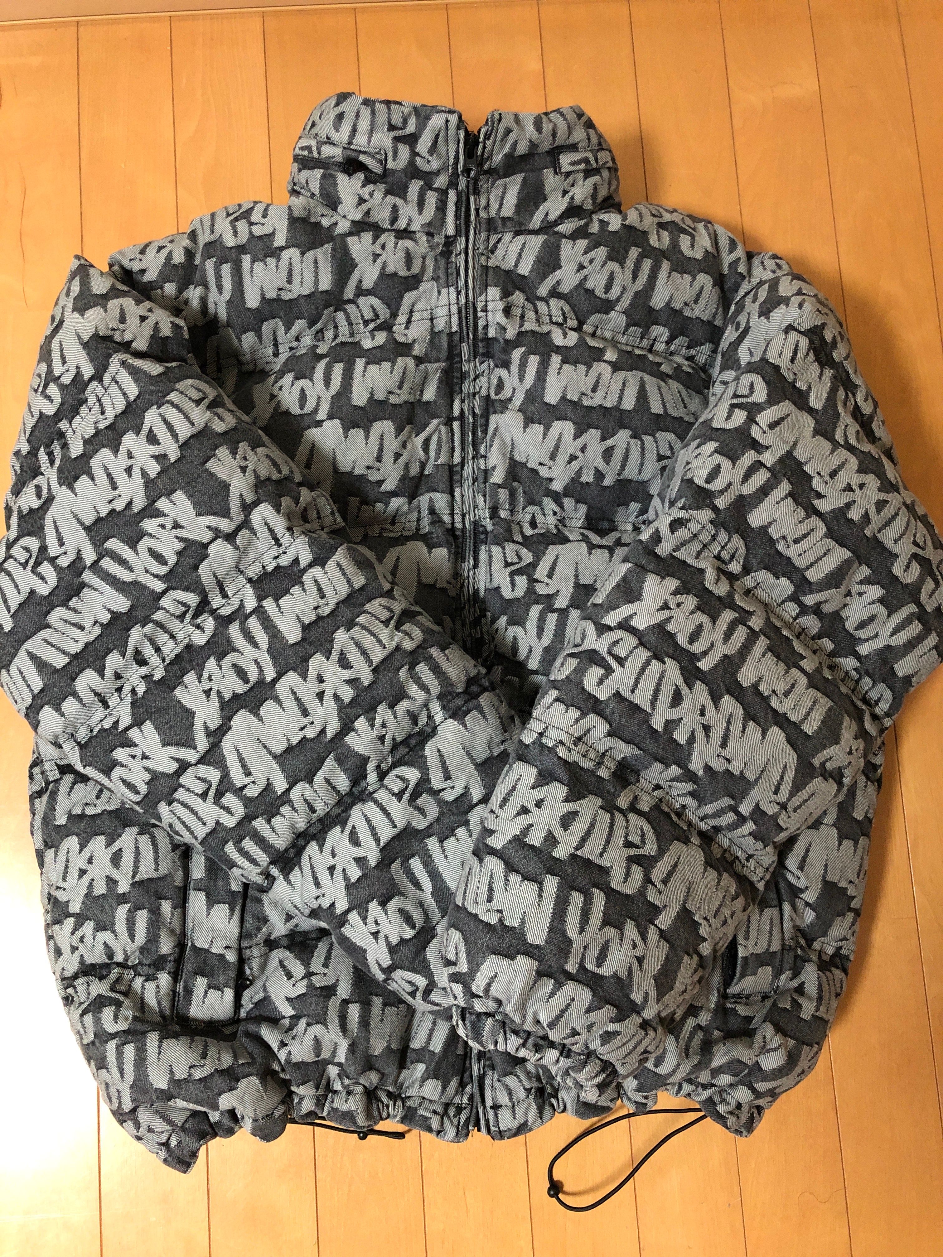 Supreme Fat Tip Jacquard Denim Puffer Jacket "Black"