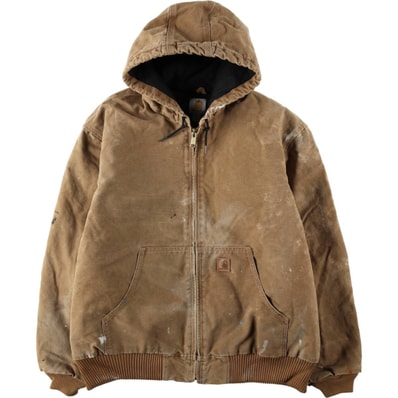 古着 カーハート Carhartt アクティブジャケット中綿入り ペイント ダックフルジップパーカー メンズXL相当/eaa636531