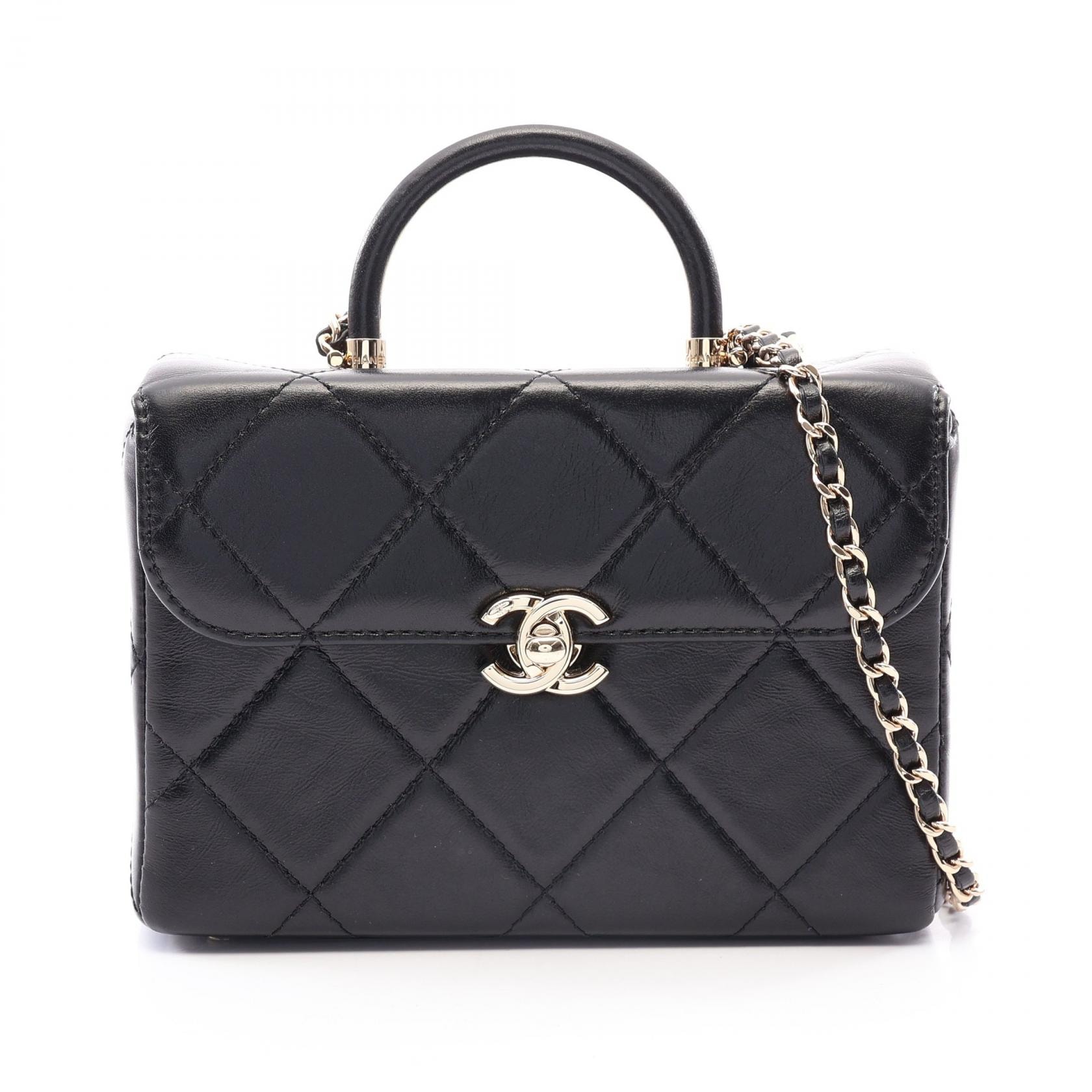 シャネル CHANEL マトラッセ トップハンドル バニティバッグ 2WAY ショルダーバッグ バッグ レザー レディース ブラック系 AS4470 【中古】