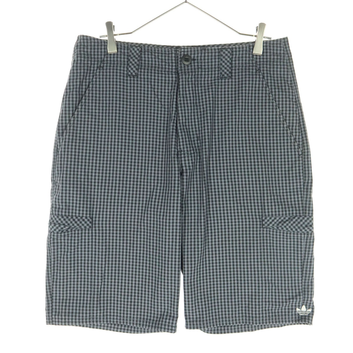 美品 adidas アディダス チェック柄 ショートパンツ M グレー系
