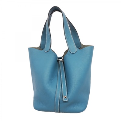 ★SALE【6gc2906】エルメス ハンドバッグ ピコタンロックMM トリヨン ブルージーン シルバー金具 □O刻印【中古】レディース