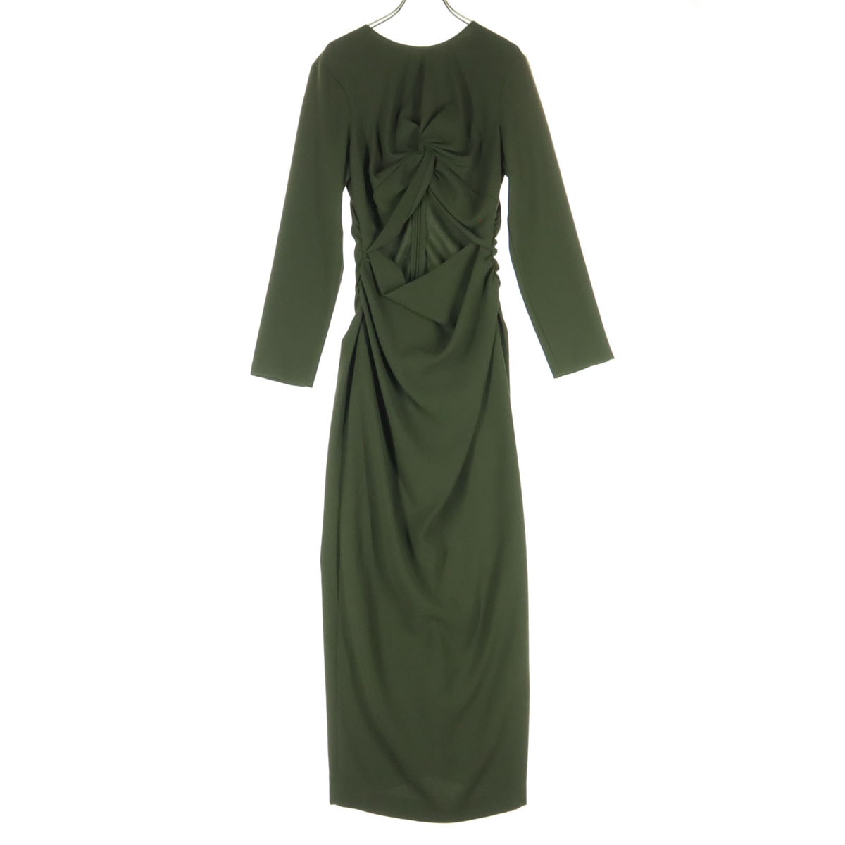 美品 ZARA ザラ 長袖 カットアウト ロングワンピース XS カーキ