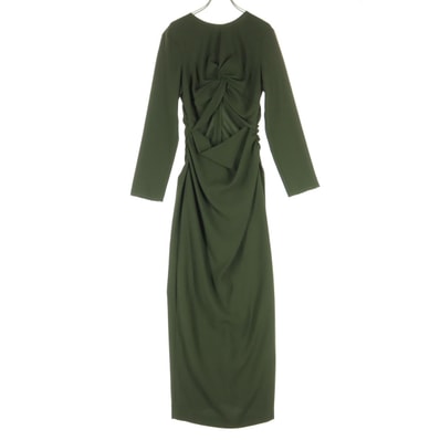 美品 ZARA ザラ 長袖 カットアウト ロングワンピース XS カーキ