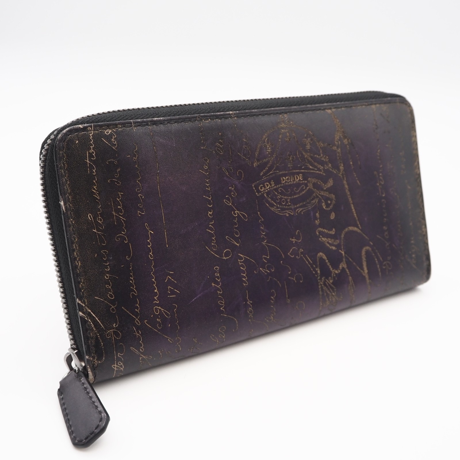 美品 Berluti ベルルッティ カリグラフィ レザー ロング ウォレット - 長財布 パープル カーフレザー メンズ