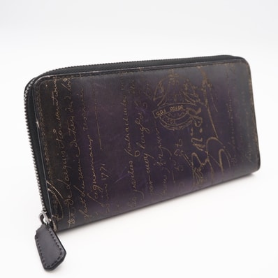 美品 Berluti ベルルッティ カリグラフィ レザー ロング ウォレット - 長財布 パープル カーフレザー メンズ