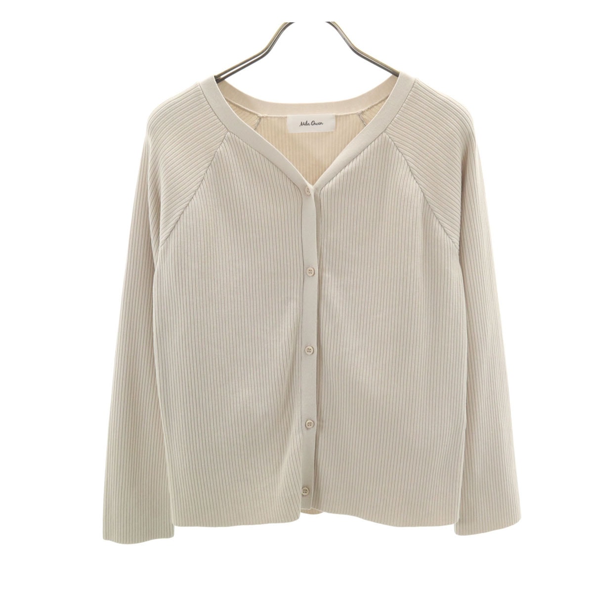 Mila Owen ミラオーウェン 長袖 リブ ニットカーディガン グレー ストレッチ