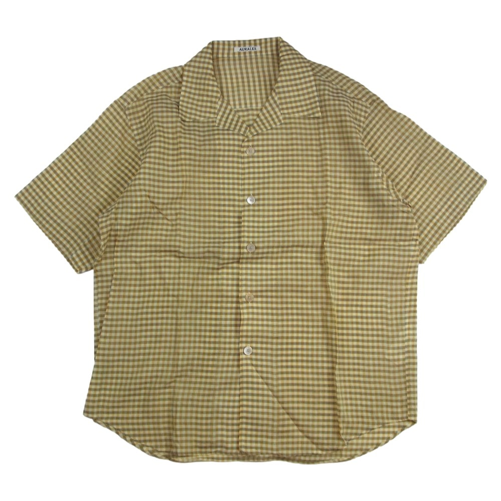 AURALEE オーラリー 26SS A26SS02GC AIRY LIGHTCOTTON CHECK HALF SLEEVED SHIRT エアリー ライトコットン 半袖 チェック シャツ イエロー系 5【極上美品】【中古】