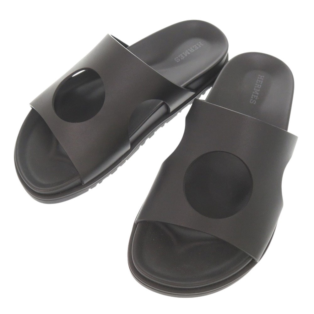 エルメス  エディット   レザー  ブラック   サンダル