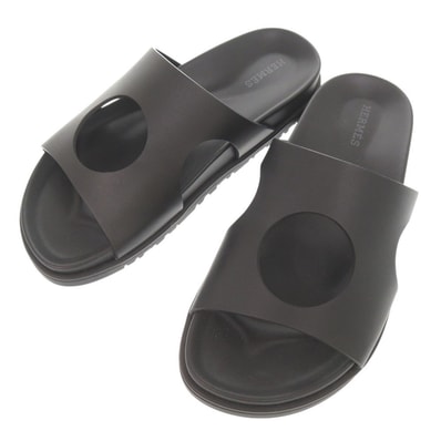 エルメス エディット レザー ブラック サンダル