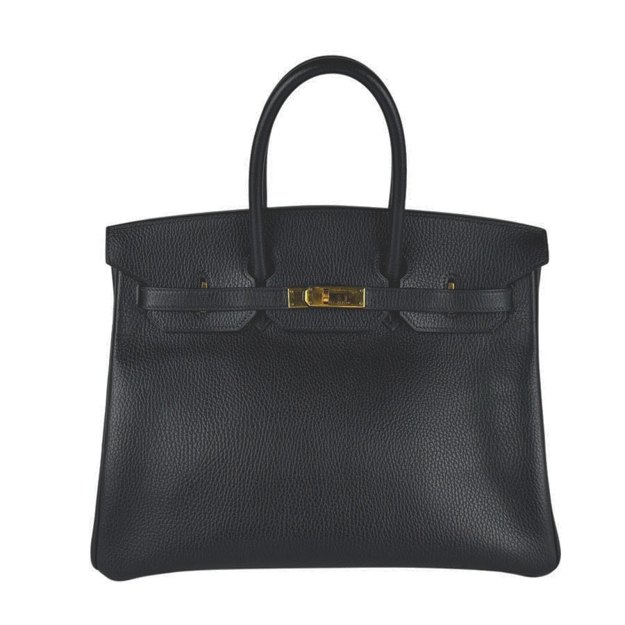 エルメス HERMES ハンドバッグ バーキン35 アルデンヌ ブラック ゴールド ユニセックス【中古】 z10985