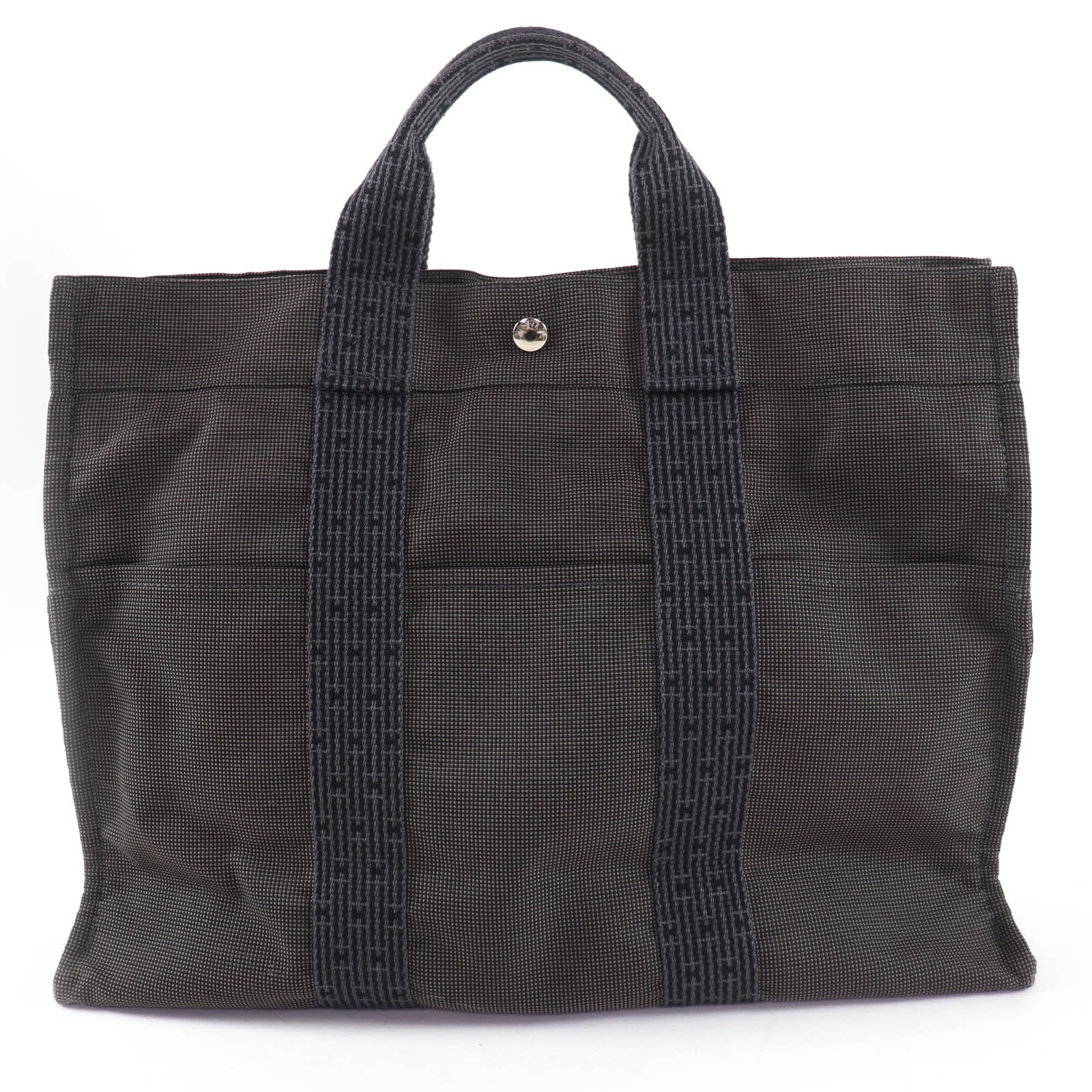 美品 エルメス トートバッグ エールライン MM グレー レディース