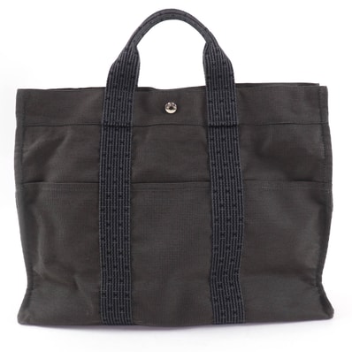 美品 エルメス トートバッグ エールライン MM グレー レディース